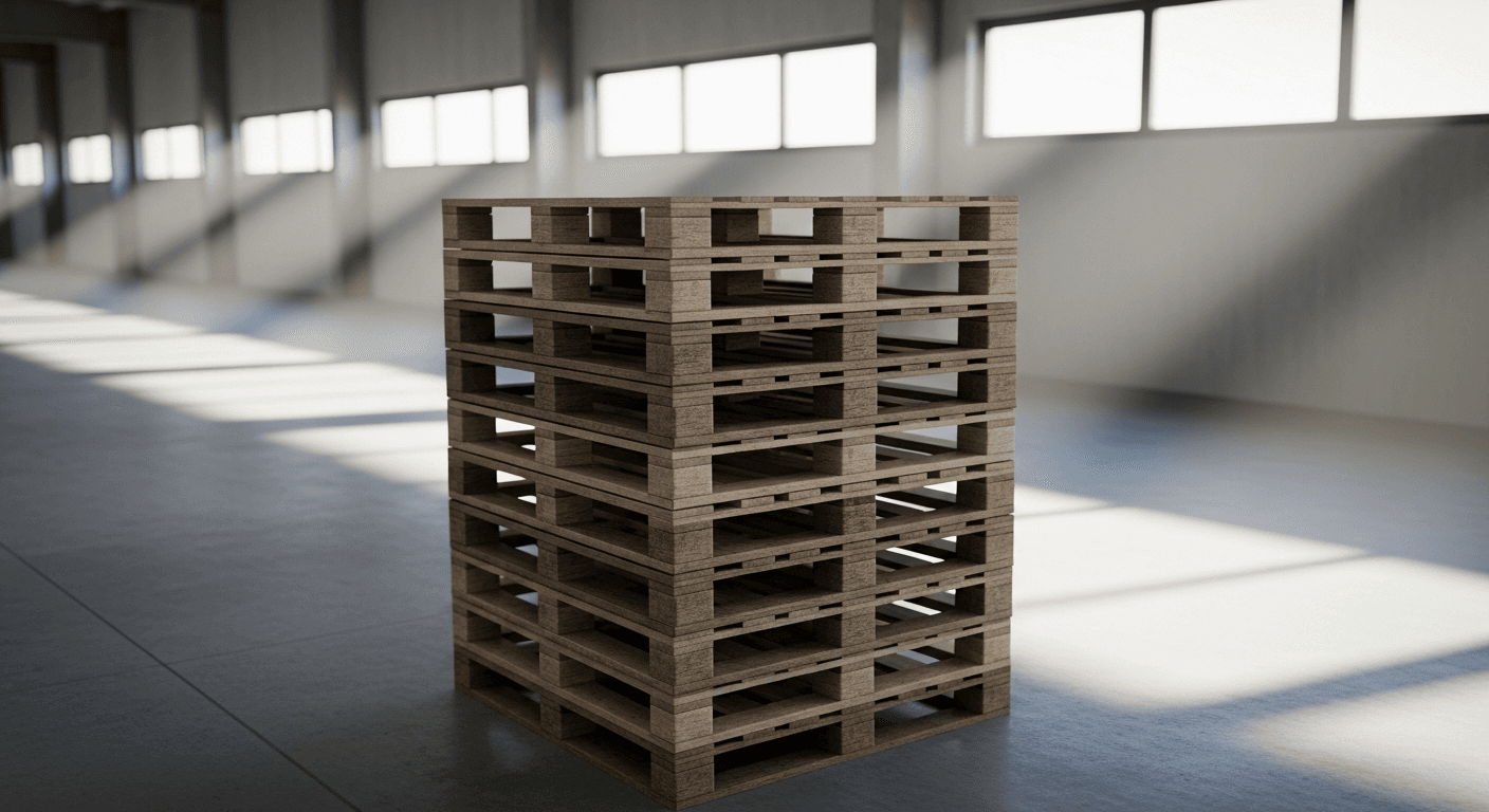 Entrepôt logistique avec palettes perdues prêtes pour l'expédition export